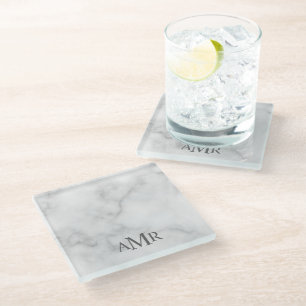 Posavasos De Vidrio Monograma Personalizado Clásico