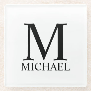 Posavasos De Vidrio Monograma personalizado y anilla de vidrio de nomb