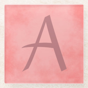 Posavasos De Vidrio Monograma rosa bonito