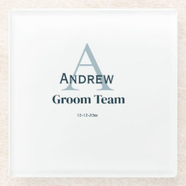 Posavasos De Vidrio monograma simple personalizado equipo del novio pa