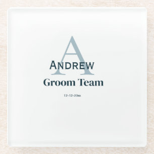 Posavasos De Vidrio monograma simple personalizado equipo del novio pa
