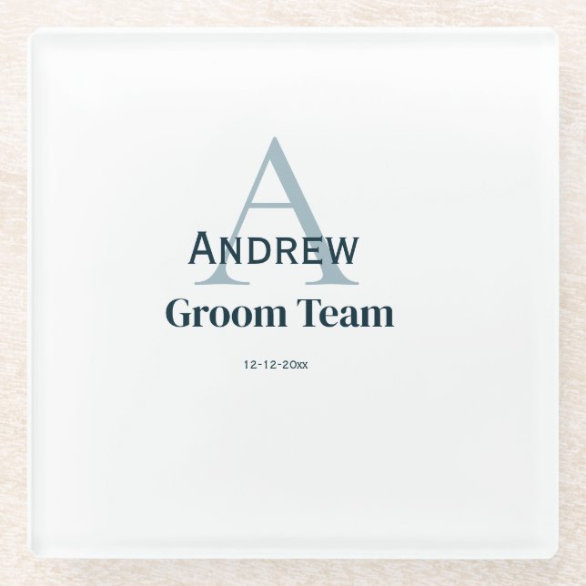 Posavasos De Vidrio monograma simple personalizado equipo del novio pa (Anverso)