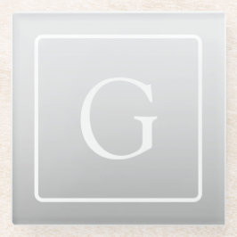 Posavasos De Vidrio Monograma sutil gradiente gris claro