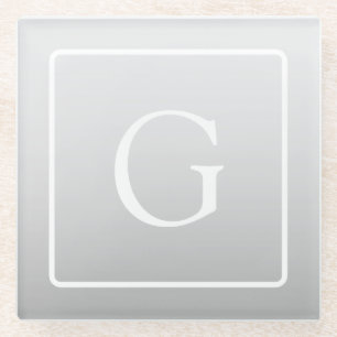 Posavasos De Vidrio Monograma sutil gradiente gris claro