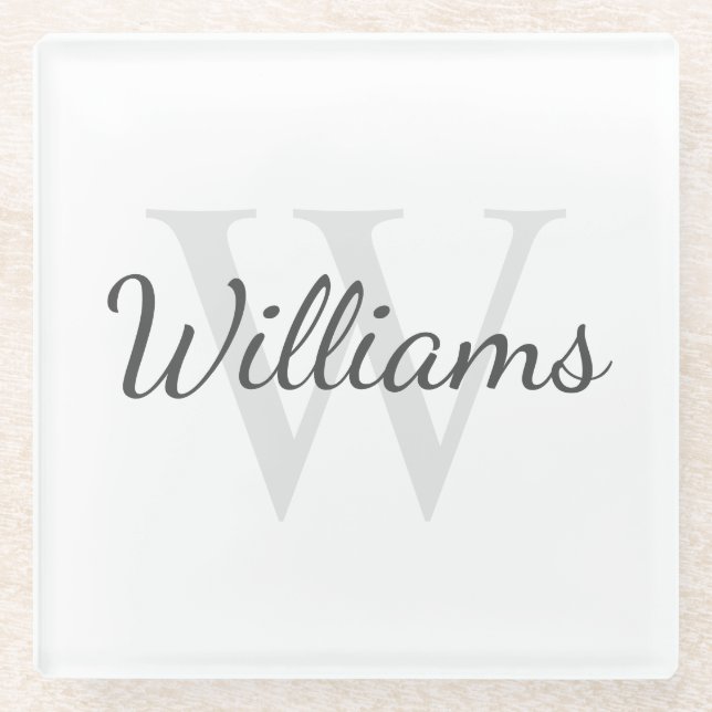 Posavasos De Vidrio Monograma y nombre personalizados (Anverso)