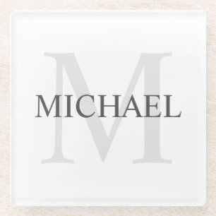 Posavasos De Vidrio Monograma y nombre personalizados