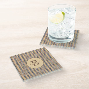 Posavasos De Vidrio Monogramado Tartan Plaid Family Name