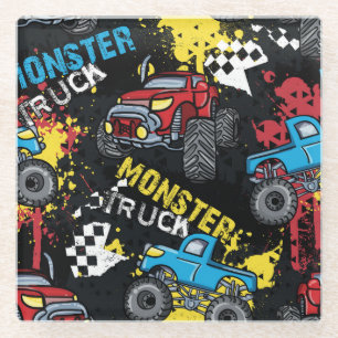 Posavasos De Vidrio Monster Car: Resumen del patrón infantil