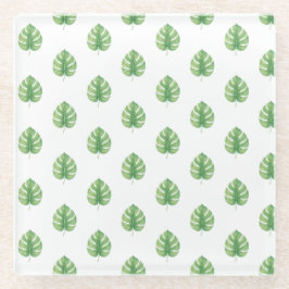 Posavasos De Vidrio Monstera Leaf Green Design. 