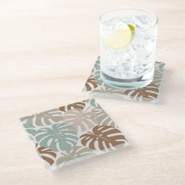 Posavasos De Vidrio Monstera moderno hawaii boho
