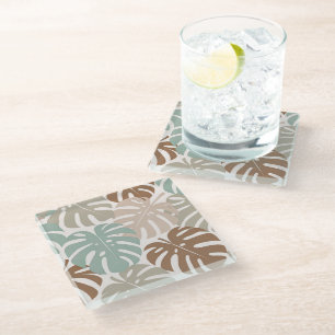 Posavasos De Vidrio Monstera moderno hawaii boho