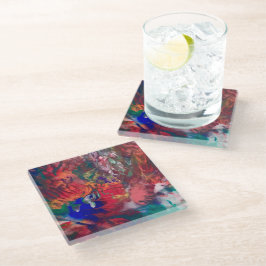 Posavasos De Vidrio Monstruo arcoiris Boho colorido Vidrio Beber de mo
