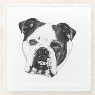 Posavasos De Vidrio Monstruo de Bulldog seguro para anillos