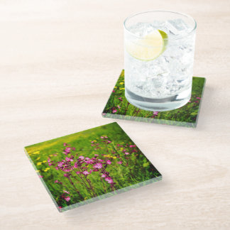 Posavasos De Vidrio Monstruo de cristal de flores rosadas