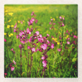 Posavasos De Vidrio Monstruo de cristal de flores rosadas