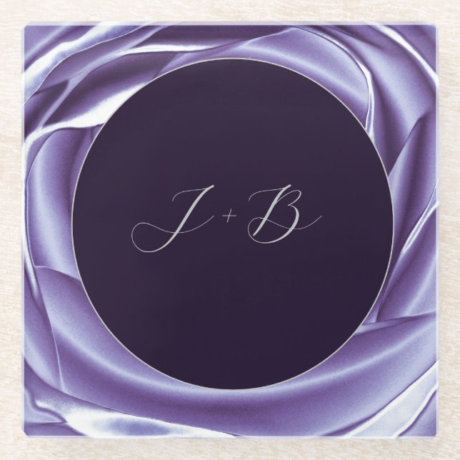 Posavasos De Vidrio Monstruo de Cuadrado Púrpura de Rosa metálico (Anverso)