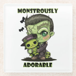 Posavasos De Vidrio Monstruo de Frankenstein lindo con peluche