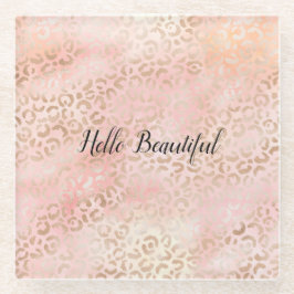 Posavasos De Vidrio Monstruo de impresión de leopardo de Rubor de oro 