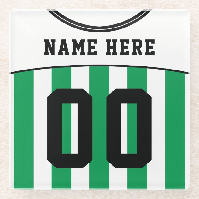 Posavasos De Vidrio Monstruo de Jersey de personalizable, fútbol (Anverso)