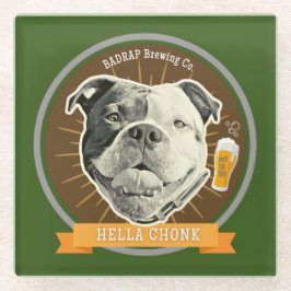 Posavasos De Vidrio Monstruo de la etiqueta de la cerveza Hella Chonk