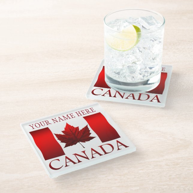 Posavasos De Vidrio Monstruo de la montaña rusa de la bandera de Canad (Angular)