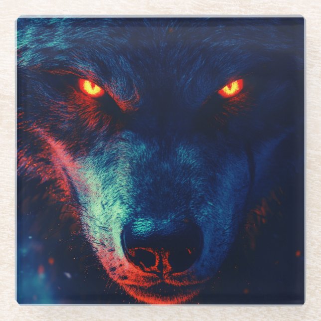 Posavasos De Vidrio Monstruo de lobo único (Anverso)