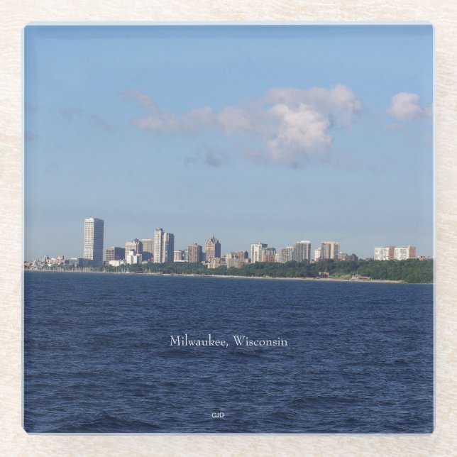 Posavasos De Vidrio Monstruo de Milwaukee Skyline (Anverso)