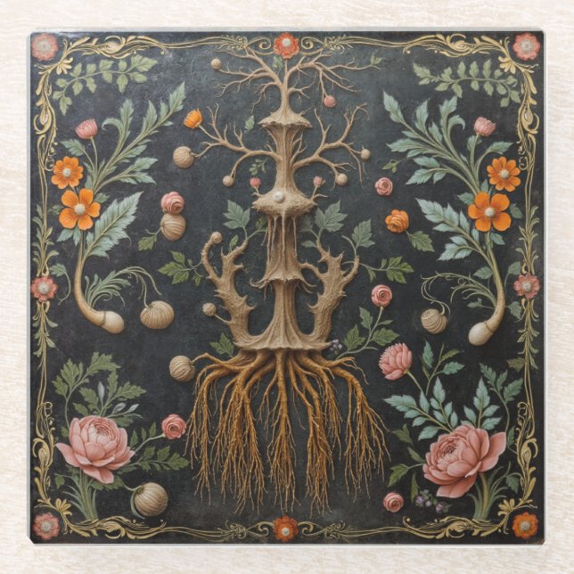 Posavasos De Vidrio Monstruo de raíces de árbol (Anverso)