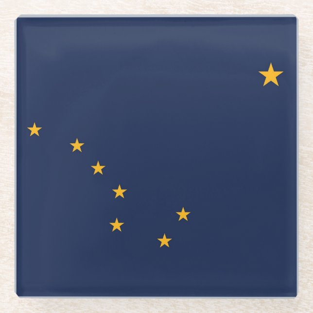 Posavasos De Vidrio Monstruo de vidrio con bandera de Alaska, Estados  (Anverso)