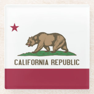 Posavasos De Vidrio Monstruo de vidrio con bandera de California, EE.