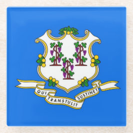 Posavasos De Vidrio Monstruo de vidrio con bandera de Connecticut, EE.