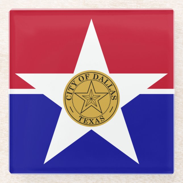 Posavasos De Vidrio Monstruo de vidrio con bandera de Dallas, Estados  (Anverso)