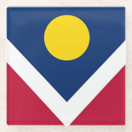 Posavasos De Vidrio Monstruo de vidrio con bandera de Denver, Colorado