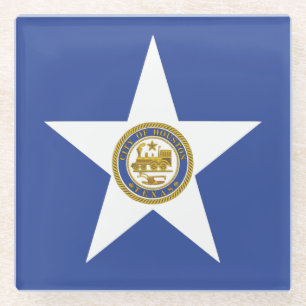 Posavasos De Vidrio Monstruo de vidrio con bandera de Houston, EE.UU.