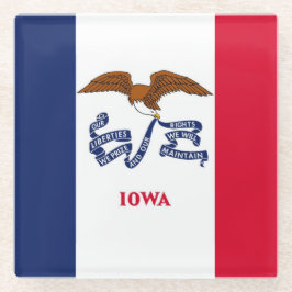 Posavasos De Vidrio Monstruo de vidrio con bandera de Iowa, Estados Un