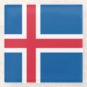 Posavasos De Vidrio Monstruo de vidrio con bandera de Islandia