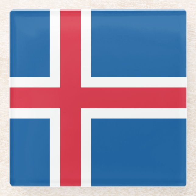 Posavasos De Vidrio Monstruo de vidrio con bandera de Islandia (Anverso)