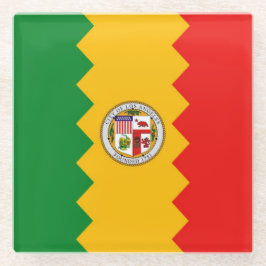 Posavasos De Vidrio Monstruo de vidrio con bandera de Los Ángeles, Est