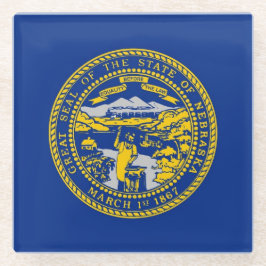 Posavasos De Vidrio Monstruo de vidrio con bandera de Nebraska, Estado
