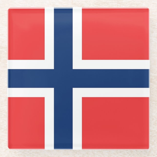 Posavasos De Vidrio Monstruo de vidrio con bandera de Noruega (Anverso)