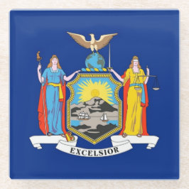 Posavasos De Vidrio Monstruo de vidrio con bandera de Nueva York, EE.