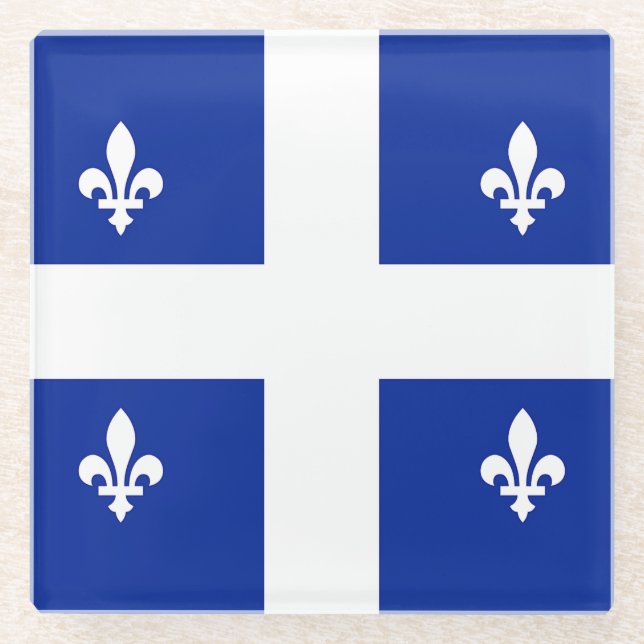 Posavasos De Vidrio Monstruo de vidrio con bandera de Quebec, Canadá (Anverso)