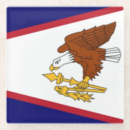 Posavasos De Vidrio Monstruo de vidrio con bandera de Samoa Americana