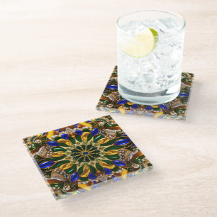 Posavasos De Vidrio Monstruo de vidrio con colores brasileños