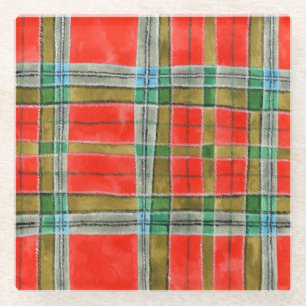 Posavasos De Vidrio Monstruo de vidrio cuadrado MAC BAIN TARTAN