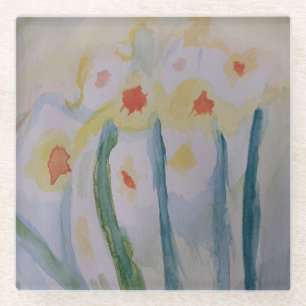 Posavasos De Vidrio Monstruo de vidrio de Daffodils abstracto