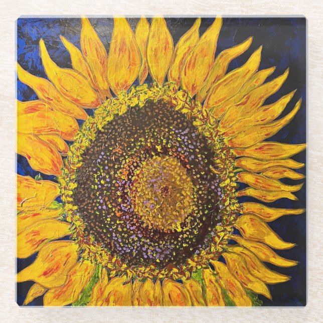 Posavasos De Vidrio Monstruo de vidrio de girasol (Anverso)