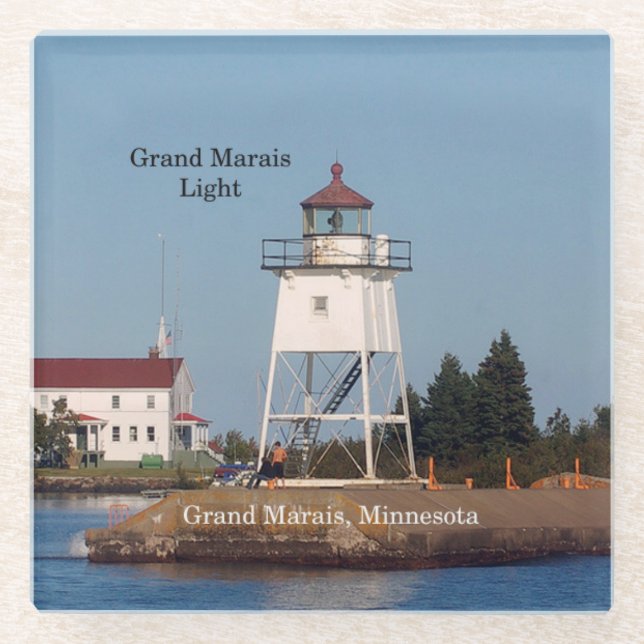 Posavasos De Vidrio Monstruo de vidrio de Grand Marais Light MN (Anverso)