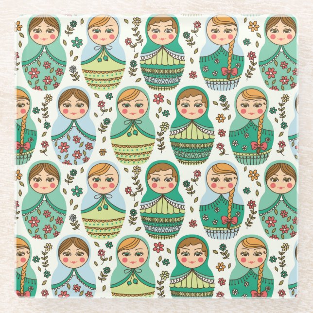 Posavasos De Vidrio Monstruo de vidrio de muñecas nidificadoras (Anverso)