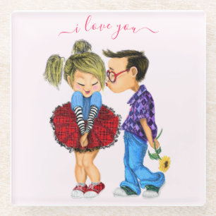 Posavasos De Vidrio Monstruo de vidrio de pareja romántica - Amor